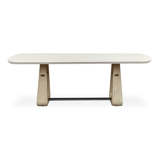 Circa - Concrete Outdoor Dining Table - White / Woodtone
