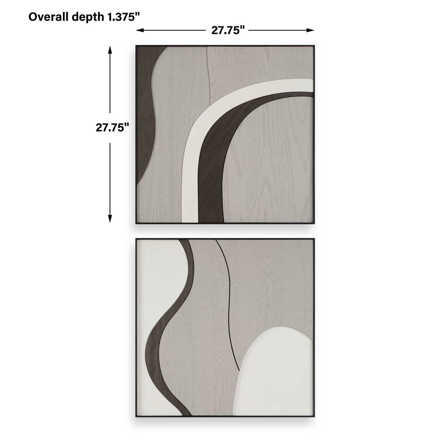 Joel - Modern Wood Wall Art (Set of 2) - Brown / Gray