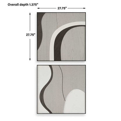 Joel - Modern Wood Wall Art (Set of 2) - Brown / Gray