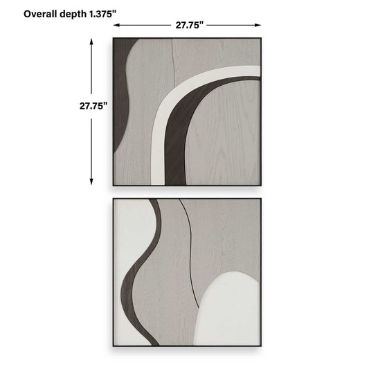 Joel - Modern Wood Wall Art (Set of 2) - Brown / Gray