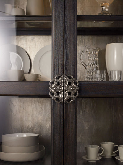 Sanctuary - Glass Bunching Curio - Ebony Antiqued Oak