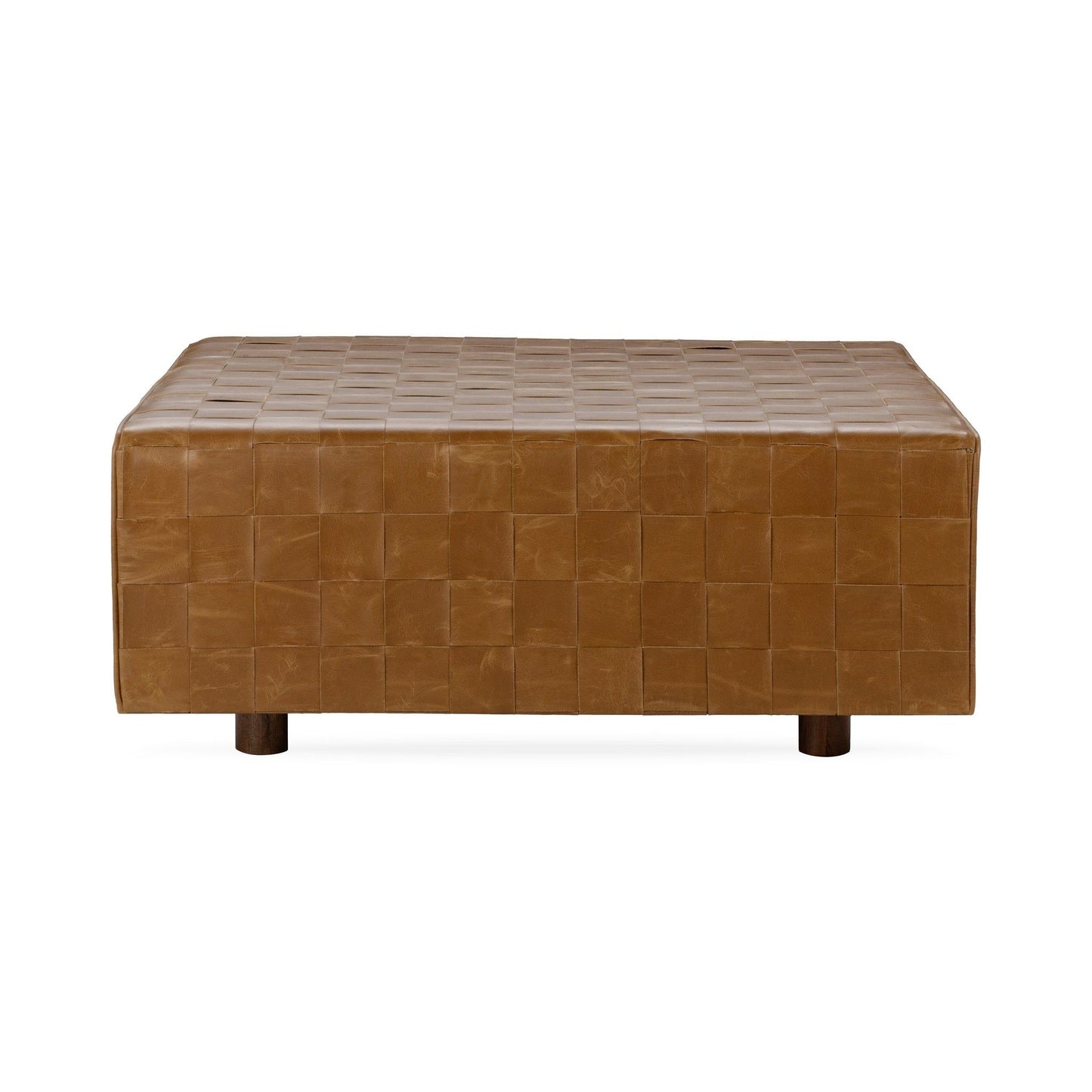 Aristo - Leather Square Ottoman - Chestnut