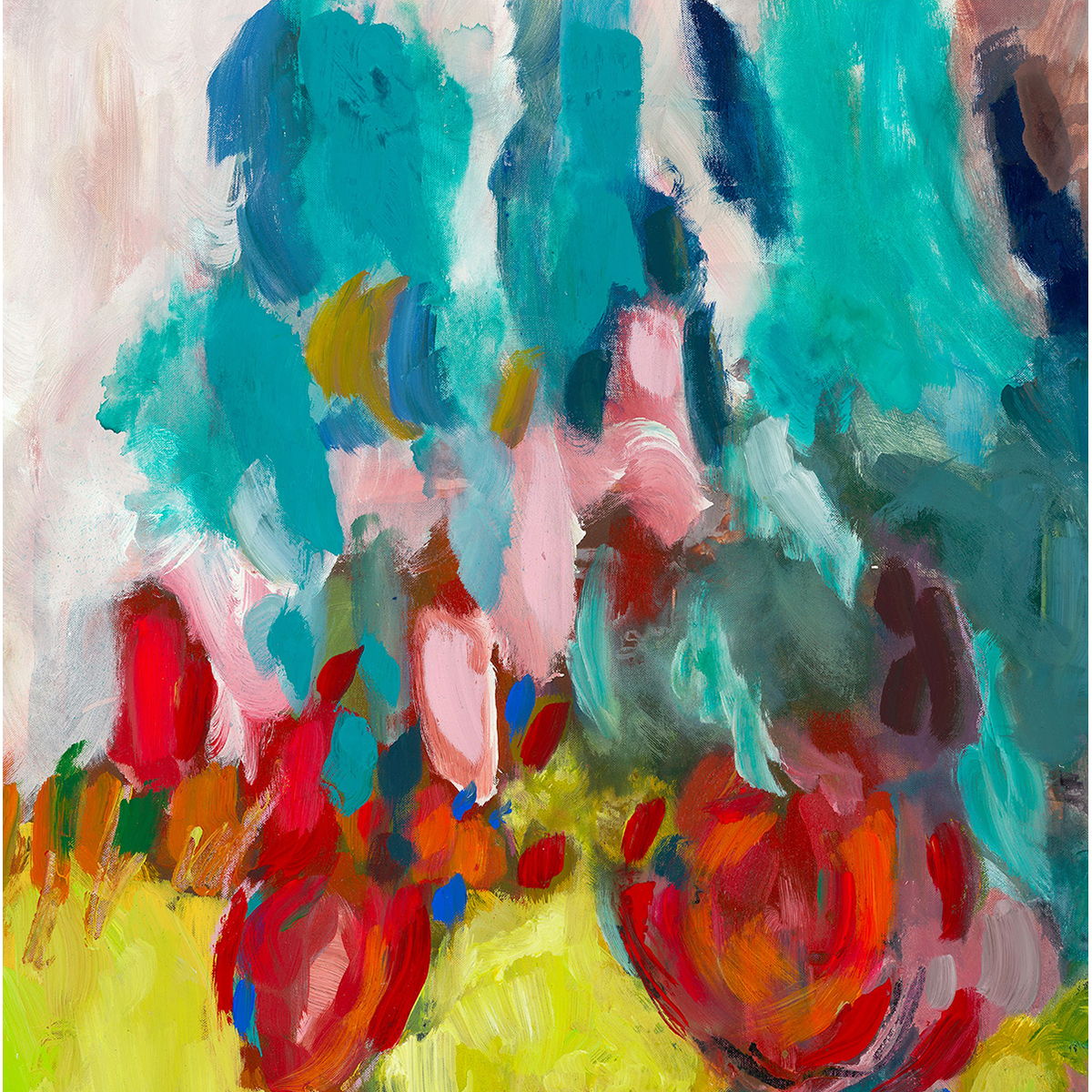 Ground Breaking - 48" x 48" Painting By Buddy Whitlock (Set of 4) - Blue