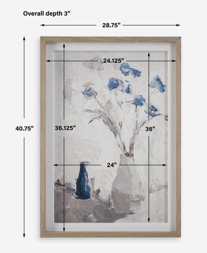 Blue Flowers - In Vase Framed Print - White