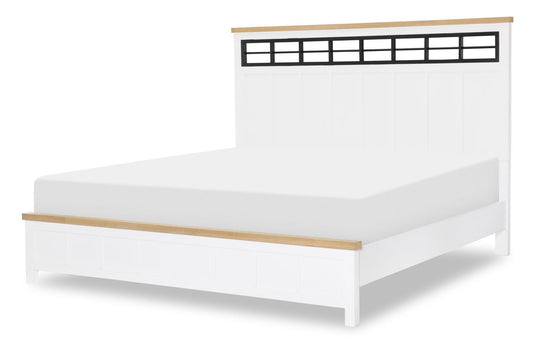 Horizons - Twin Panel Headboard - Pure White / Natural Oak