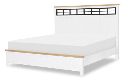 Horizons - Full Panel Headboard - Pure White / Natural Oak