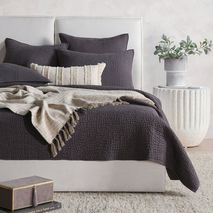 Danica - 3 Piece Queen Quilt Set - Charcoal