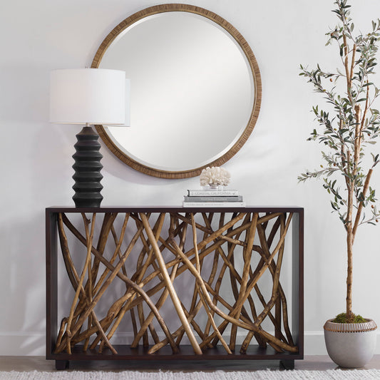 Teak Maze - Console Table - Dark Brown
