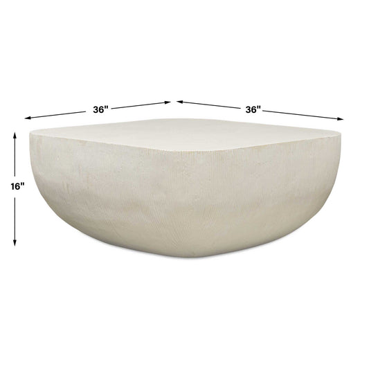 Alma - Concrete Outdoor Coffee Table - White