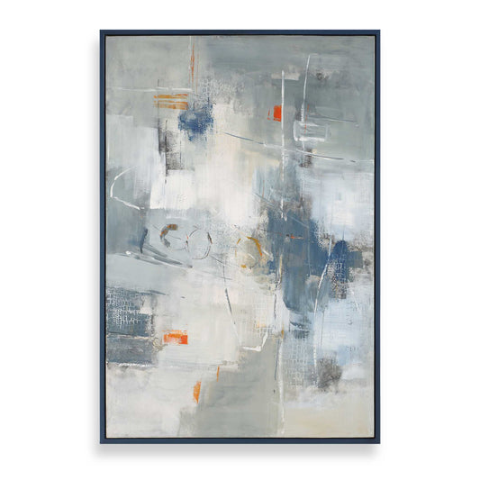 Blueprint - Hand Painted Modern Art - Black / Blue / Gold / Gray / Orange / White
