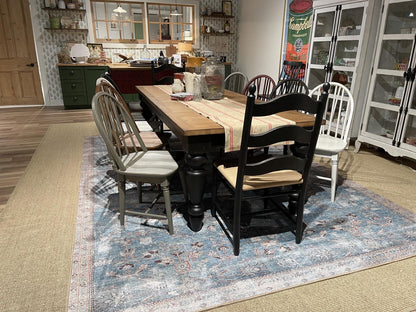 Vintage Market - Round Dining Table Base - Barnwood Oak And Kettle Black