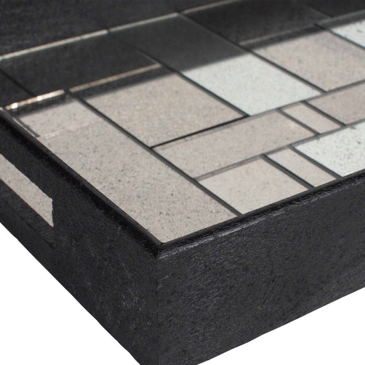 Modern - Mosaic Antique Mirrored Tray - Black
