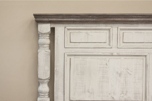 Stone - Queen Headboard - Antiqued Ivory / Weathered Gray