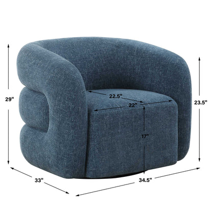 Junie - Swivel Barrel Chair - Blue