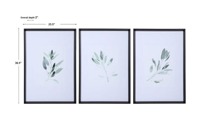 Simple Sage - Watercolor Prints (Set of 3) - White