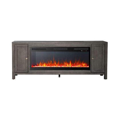Fireplace TV Consoles - 406 78" Console With Fire FTS - Brown