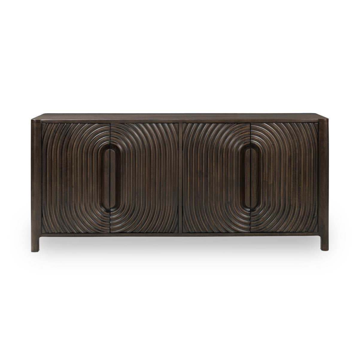 Colson - Mango Wood 4 Door Cabinet - Coffee Brown