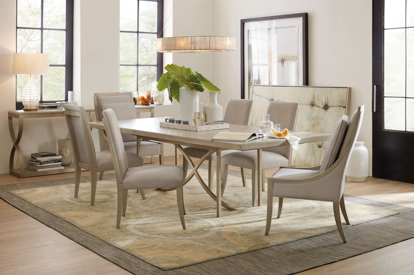 Elixir - 80" Rectangular Dining Table With 1-20" Leaf - Pearl Silver