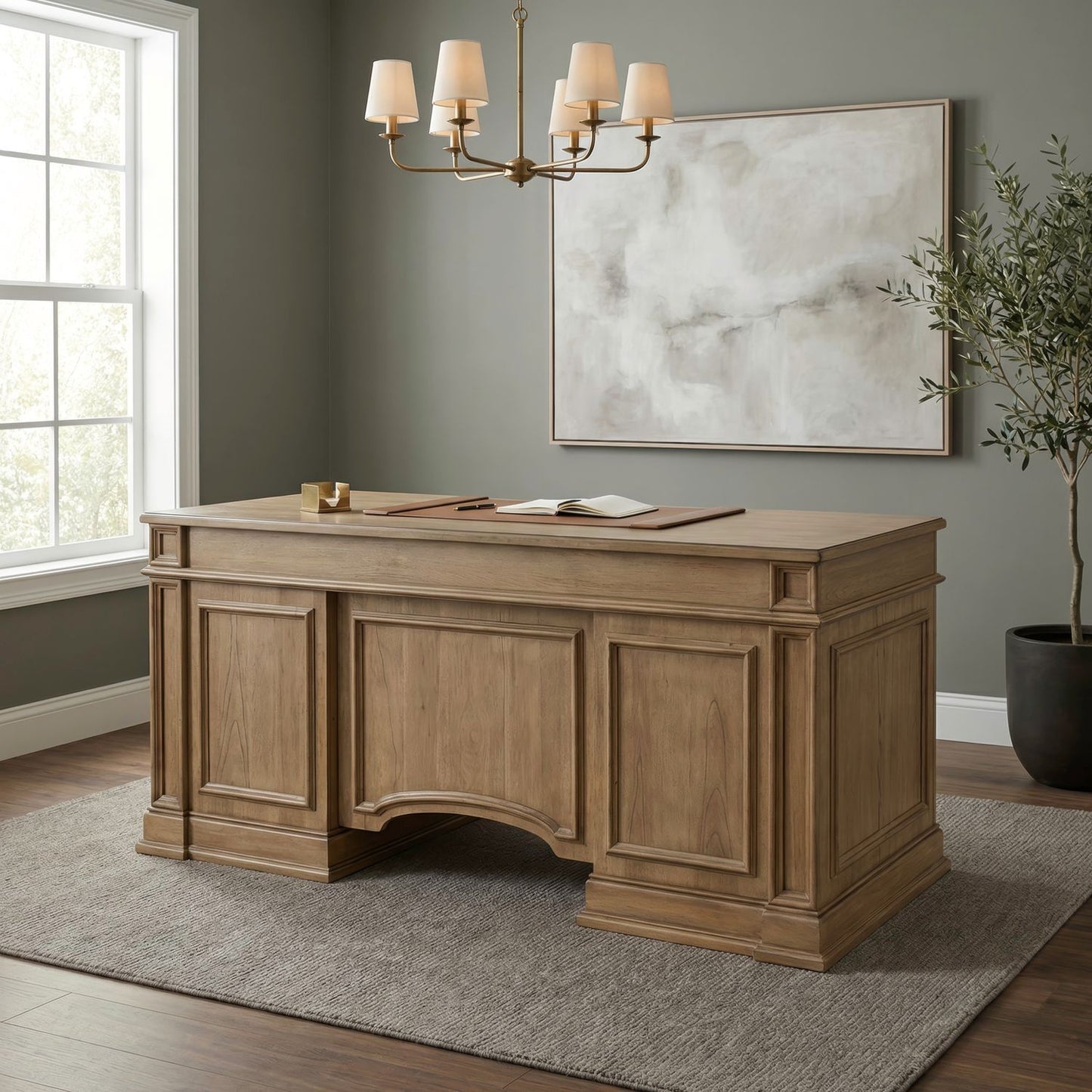 Reynolda - Jr Executive Desk Base - Camel Beige