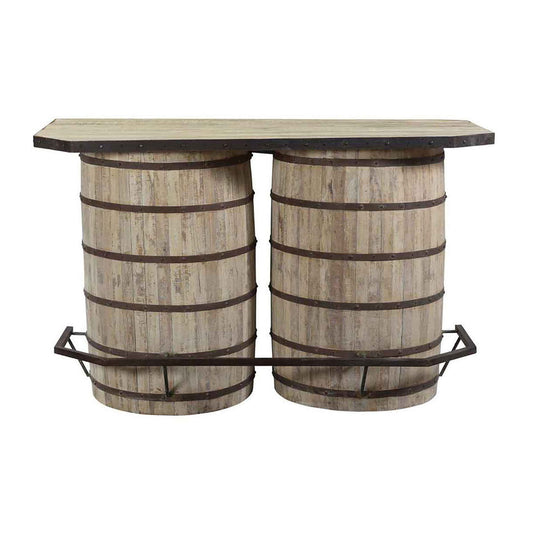 Reclaimed Wood Barrel Bar - Light Brown