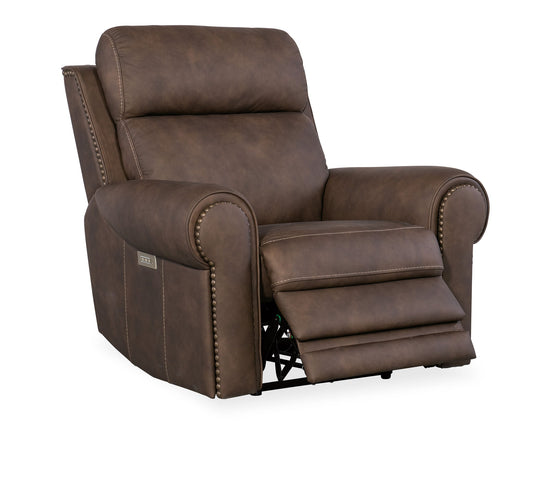 SS - Duncan Power Recliner With Power Headrest & Lumbar - Dark Brown