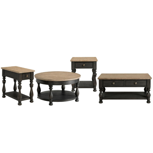 Barrington Two Tone - Side Table - Antique Oak / Matte Black