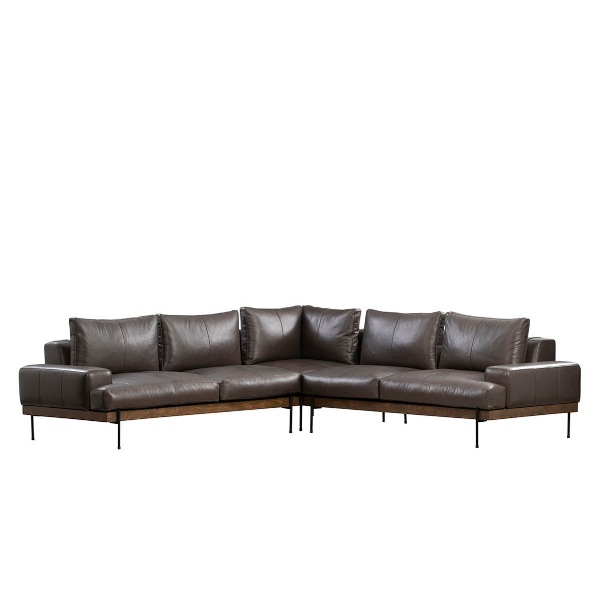 Largo - Leather Sectional Sofa - Brown