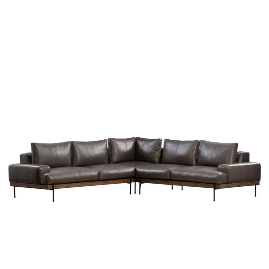 Largo - Leather Sectional Sofa - Brown