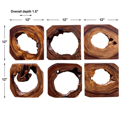 Adlai - Wood Wall Art (Set of 6) - Dark Brown