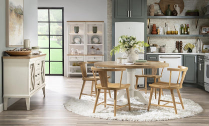 XXX's And OOO's - Complete Round Dining Table - Two Tone