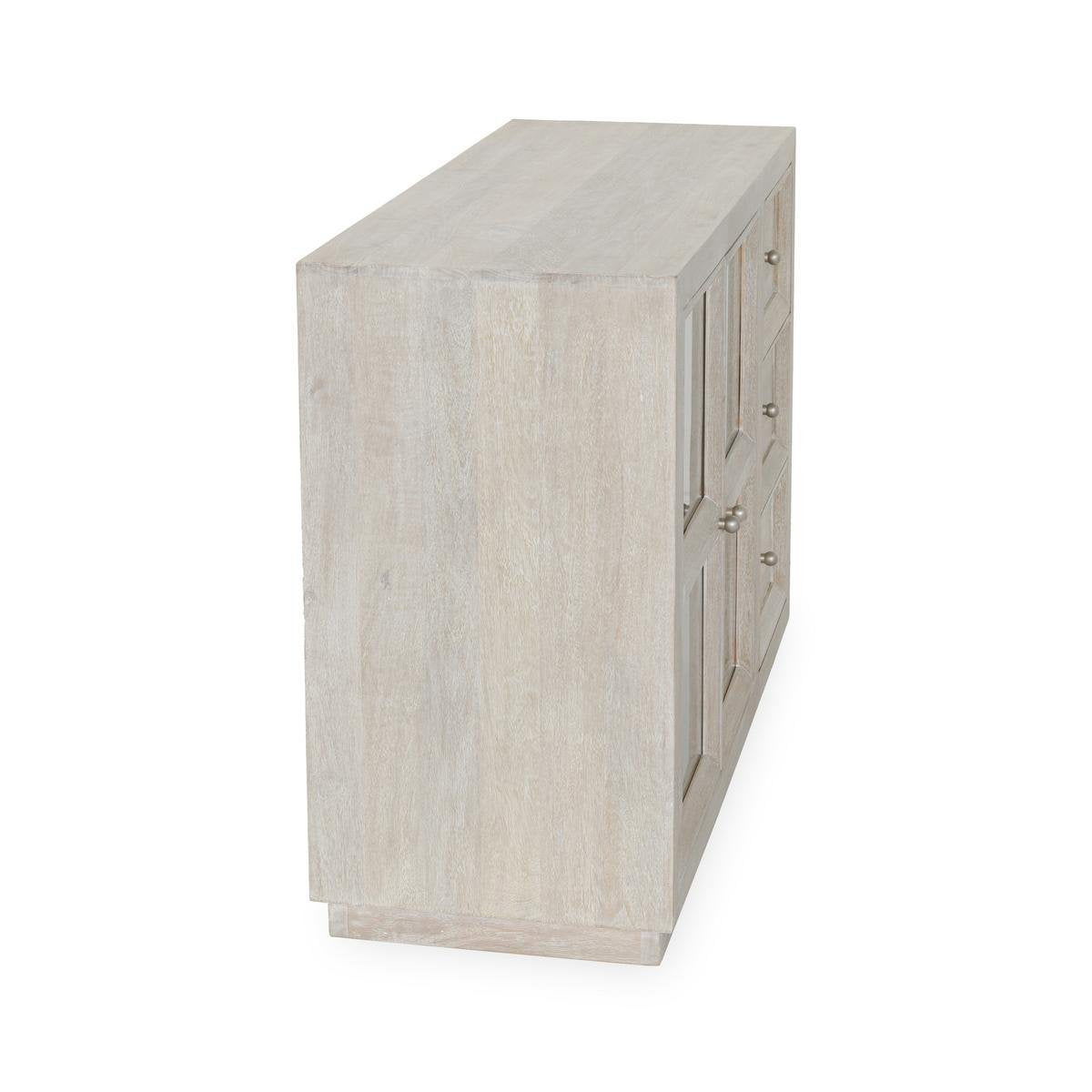 Isha - 3 Drawers 2 Door Cabinet - White Washed