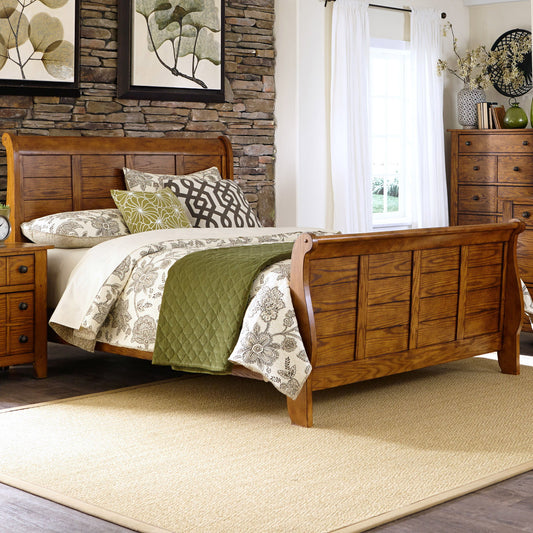 Grandpas Cabin - Queen Sleigh Headboard & Footboard - Light Brown