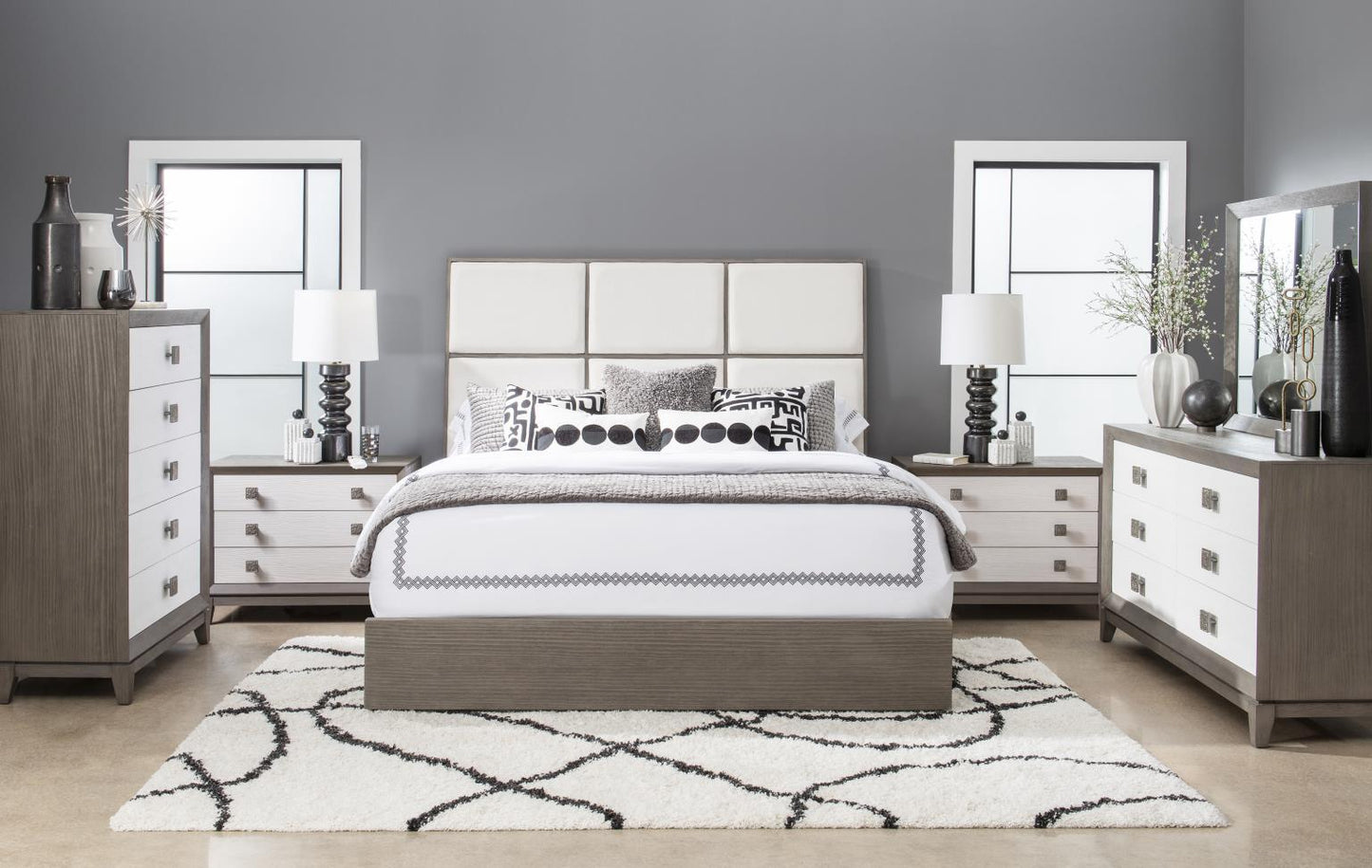 Terra Luna - Upholstered Headboard - King / California King - White Cloud & Nightfall
