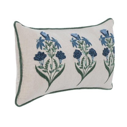 Novel Estate - 14" x 26" NV Belcourt Floral Pillow - Natural / Blue