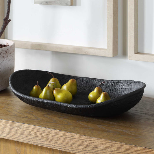 Ember - Weave Indoor-Outdoor Oblong Bowl - Black