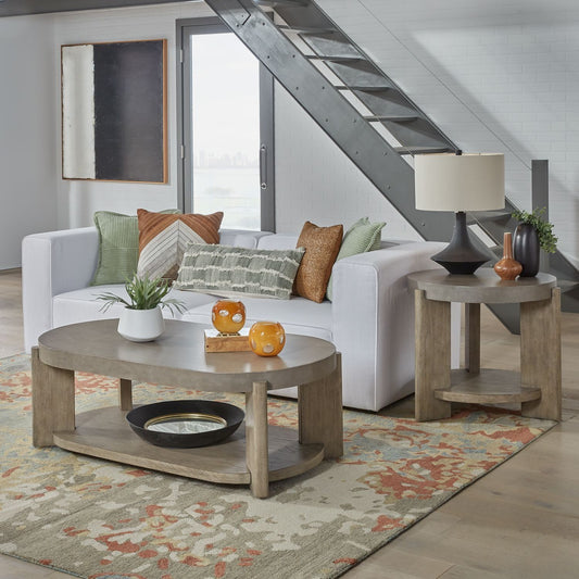 Affinity - 3 Piece Table Set (Oval Cocktail Table) - Light Brown
