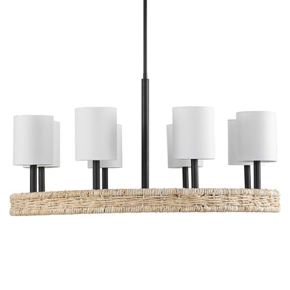 Faiyam - 8 Light Rattan Chandelier - Black