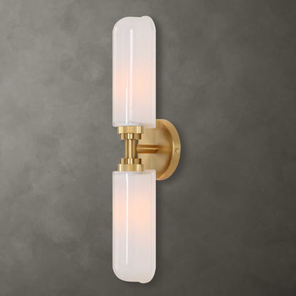 Wellsville - 2 Light Brass Sconce - White / Gold