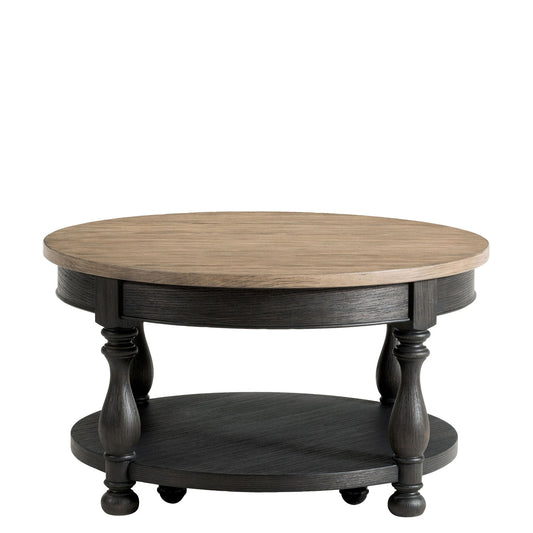 Barrington Two Tone - Round Coffee Table - Antique Oak / Matte Black