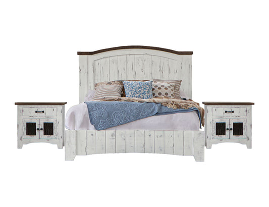 Pueblo - King Headboard - Antiqued White