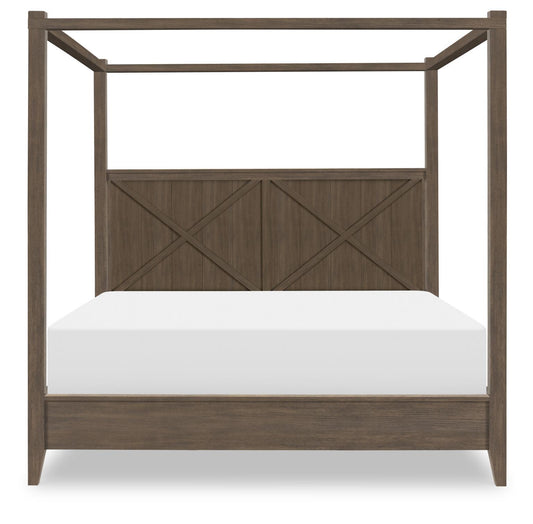 XXX's And OOO's - Canopy Headboard / Footboard / Slats Short Canopy Frame Queen - Cocoa