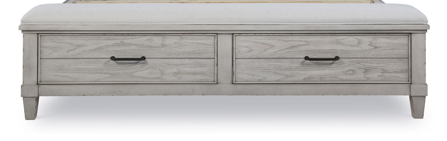Belhaven - Queen Upholstered Bench Storage Footboard - Pearl Silver