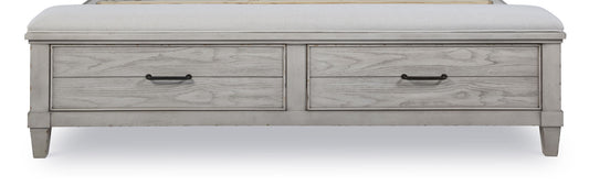 Belhaven - Queen Upholstered Bench Storage Footboard - Pearl Silver