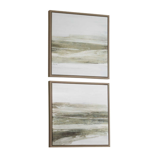 All Of A Sudden - Framed Canvases (Set of 2) - Black / Brown / Gray / Green
