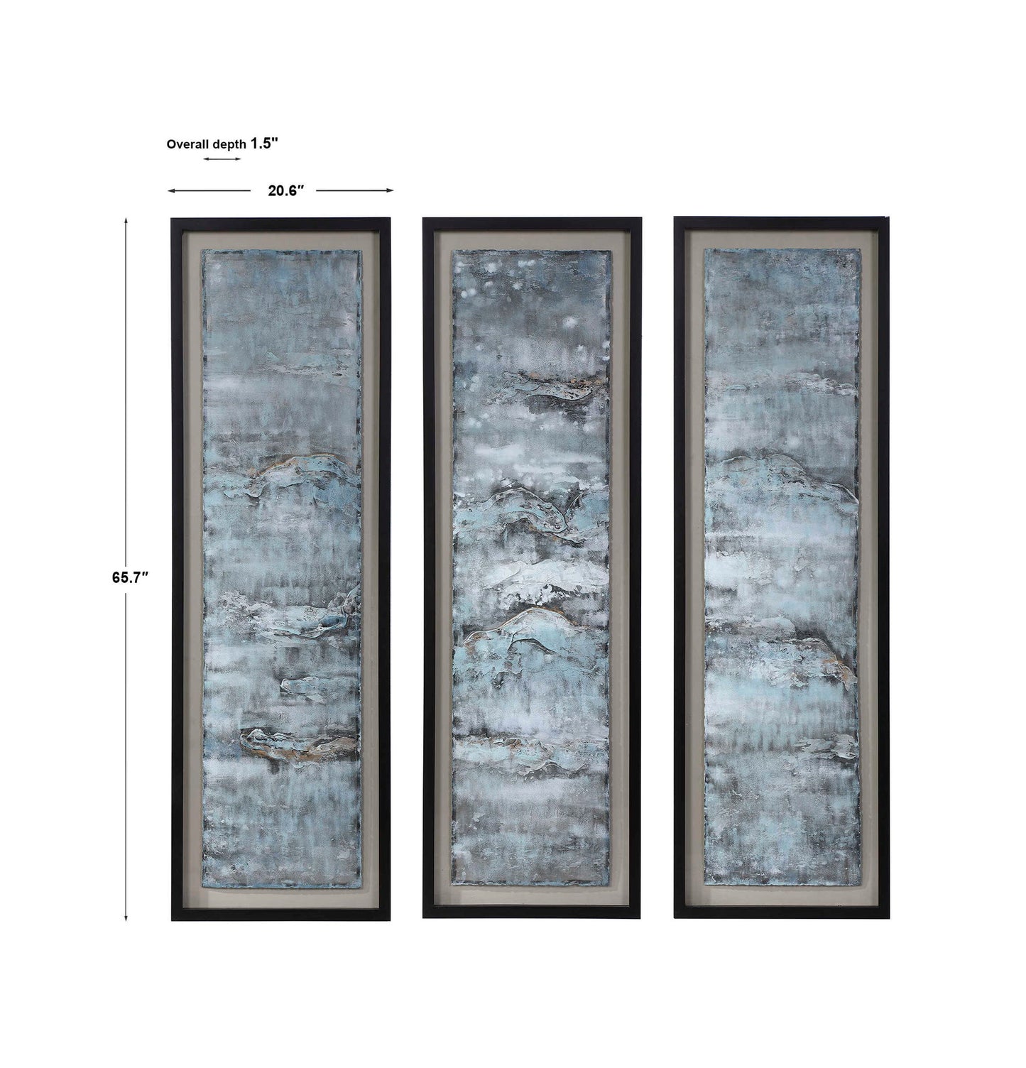 Ocean Swell - Painted Metal Art (Set of 3) - Blue