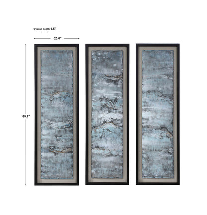 Ocean Swell - Painted Metal Art (Set of 3) - Blue
