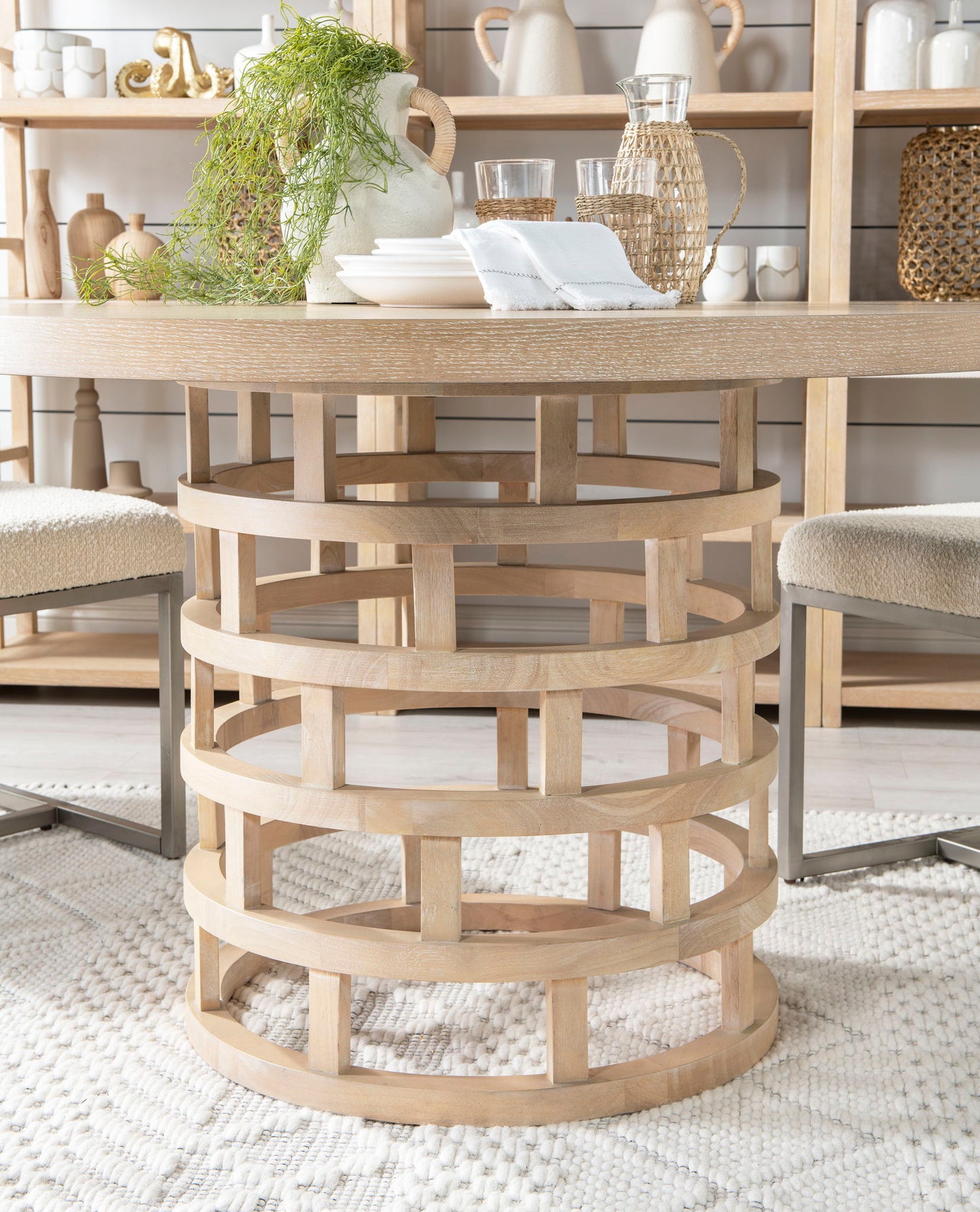 Biscayne - Round Pedestal Table Base - Beige