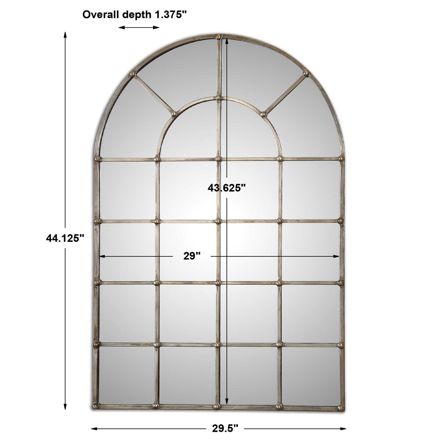 Barwell Arch - Window Mirror - Pearl Silver