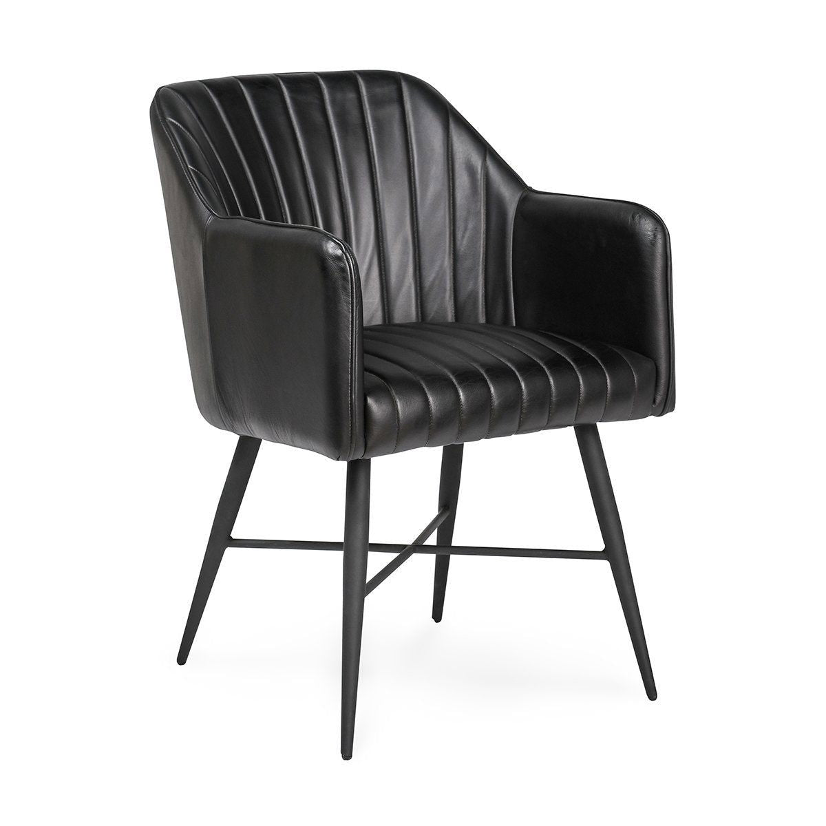 Leon - Leather Dining Chair - Jet Black