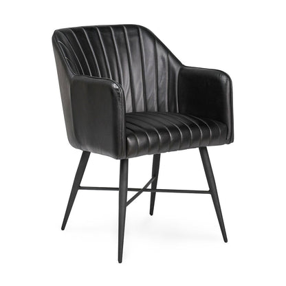 Leon - Leather Dining Chair - Jet Black